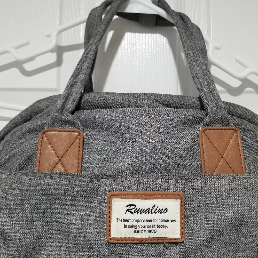 Ruvalino Gray Large Multifunctional Travel Maternity Baby Diaper Bag Bookbag